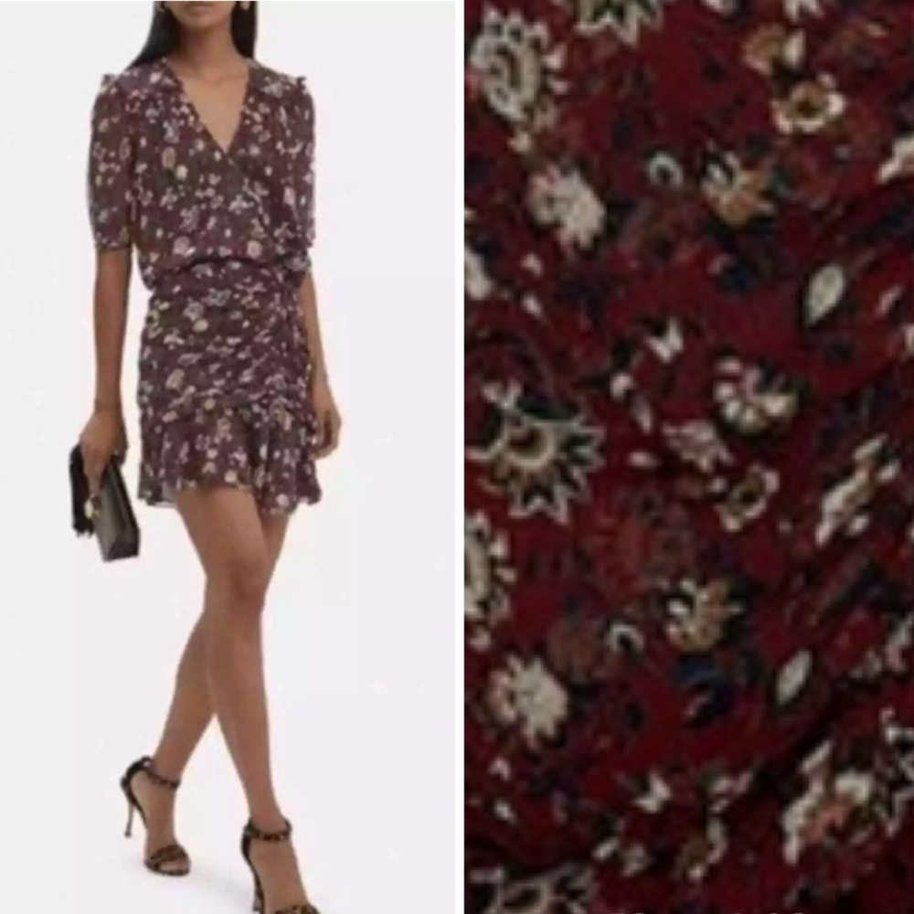 New VERONICA BEARD Dakota Silk Dress Red Floral Size 6